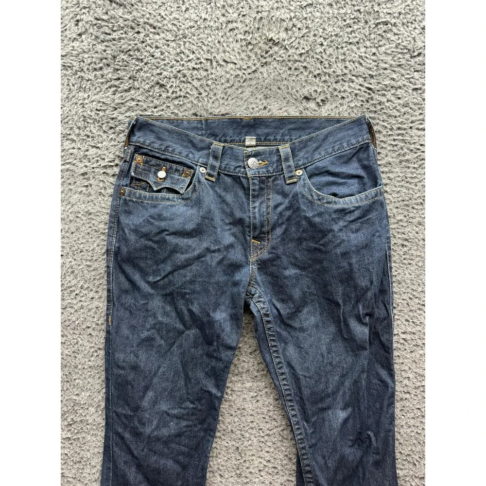 True Religion Low Rise Straight Leg Denim Jeans Dark Wash Indigo Mens Size‎ 32